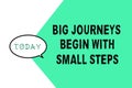 Word writing text Big Journeys Begin With Small Steps. Business concept for Start up a new business venture