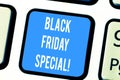 Word writing text Black Friday Special. Business concept for The day after thanksgiving Crazy Sale Shopping season Royalty Free Stock Photo