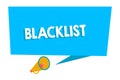 Word writing text Blacklist. Business concept for list of showing or groups regarded as unacceptable or untrustworthy Royalty Free Stock Photo