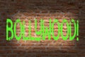 Word writing text Bollywood. Business concept for Hollywood Movie Film Entertainment Cinema Brick Wall art like Graffiti