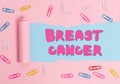 Word writing text Breast Cancer. Business concept for Malignant tumour arising from the cells of the breast Paper clip and torn