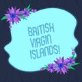 Word writing text British Virgin Islands. Business concept for British Overseas Territory in the Caribbean Blank Uneven Color Royalty Free Stock Photo