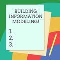 Word writing text Building Information Modeling. Business concept for an intelligent 3D modelbased process Stack of Royalty Free Stock Photo