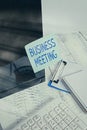 Word writing text Business Meeting. Business concept for used discuss issues that cannot be addressed in simple way Note paper Royalty Free Stock Photo