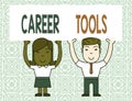 Word writing text Career Tools. Business concept for the system designed to assist and enhance your career Two Smiling