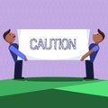 Word writing text Caution. Business concept for Care taken to avoid danger or mistakes Warning sign Prevention Royalty Free Stock Photo