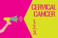 Word writing text Cervical Cancer. Business concept for occurs when the cells of the cervix grow abnormally