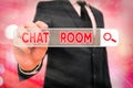 Word writing text Chat Room. Business concept for area on the Internet or computer network where users communicate. Royalty Free Stock Photo