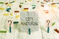 Word writing text City Monitoring. Business concept for indicator level analysis pilot project on urban food systems Scribbled and Royalty Free Stock Photo