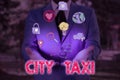 Word writing text City Taxi. Business concept for type of vehicle for hire with a driver often for a nonshared ride Royalty Free Stock Photo