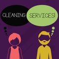 Word writing text Cleaning Services. Business concept for perform a variety of cleaning and maintenance duties Bearded
