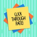 Word writing text Click Through Rate. Business concept for proportion of visitors who follow link to particular site Royalty Free Stock Photo