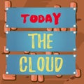 Word writing text The Cloud. Business concept for Programs used in Storing Accessing data over the internet Wooden panel Royalty Free Stock Photo