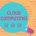 Word writing text Cloud Computing. Business concept for Online Information Storage Virtual Media Data Server Blank Round