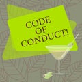 Word writing text Code Of Conduct. Business concept for Ethics rules moral codes ethical principles values respect Royalty Free Stock Photo