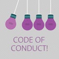 Word writing text Code Of Conduct. Business concept for Follow principles and standards for business integrity Color