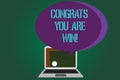 Word writing text Congrats You Are Win. Business concept for Congratulations for your accomplish competition winner