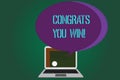 Word writing text Congrats You Win. Business concept for Congratulations for your accomplish competition winner