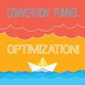 Word writing text Conversion Funnel Optimization. Business concept for thinking of advanced ways in online trading Wave Heavy