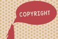 Word writing text Copyright. Business concept for exclusive and assignable legal right given to originator Contour shape Royalty Free Stock Photo