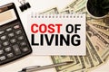 Word writing text Cost Of Living