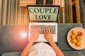 Word writing text Couple Love. Business concept for two showing who love each other very much Feeling pleasure woman