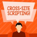 Word writing text Cross Site Scripting. Business concept for Security vulnerability mainly found in web application