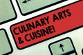 Word writing text Culinary Arts And Cuisine. Business concept for Chef preparing gourmet foods excellent recipes