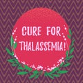 Word writing text Cure For Thalassemia. Business concept for Treatment needed for this inherited blood disorder Blank