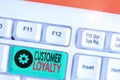 Word writing text Customer Loyalty. Business concept for customers are devoted to a company s is products or services.