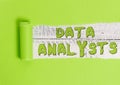 Word writing text Data Analysts. Business concept for Programmer Design and Create Report Identifies patterns. Royalty Free Stock Photo