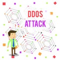 Word writing text Ddos Attack. Business concept for perpetrator seeks to make network resource unavailable Young Male