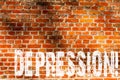 Word writing text Depression. Business concept for Work stress with sleepless nights having anxiety disorder Brick Wall art like Royalty Free Stock Photo