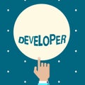 Word writing text Developer. Business concept for demonstrating or thing that develops grows or matures something Male Hu analysis Royalty Free Stock Photo