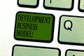 Word writing text Development Business Model. Business concept for rationale of how an organization created Keyboard key