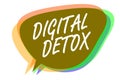 Word writing text Digital Detox. Business concept for Free of Electronic Devices Disconnect to Reconnect Unplugged Speech bubble i