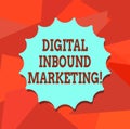 Word writing text Digital Inbound Marketing. Business concept for attract showing that fall into the target consumers Blank Seal Royalty Free Stock Photo