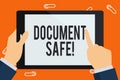 Word writing text Document Safe. Business concept for keep your important paperwork and demonstratingal items protected Royalty Free Stock Photo