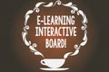 Word writing text E Learning Interactive Board. Business concept for integrated set of interactive online services Cup