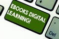 Word writing text Ebooks Digital Learning. Business concept for book publication made available in digital form Keyboard Royalty Free Stock Photo