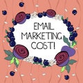 Word writing text Email Marketing Cost. Business concept for Is the price for sending a thousand email messages Floral