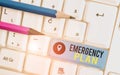 Word writing text Emergency Plan. Business concept for procedures for handling sudden or unexpected situations White pc Royalty Free Stock Photo