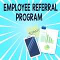 Word writing text Employee Referral Program. Business concept for employees are rewarded for introducing recruits Layout Royalty Free Stock Photo