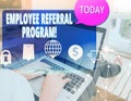 Word writing text Employee Referral Program. Business concept for internal recruitment method employed by organizations.