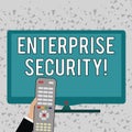 Word writing text Enterprise Security. Business concept for decreasing the risk of unauthorized access to data Hand