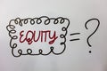 Word writing text Equity. Business concept for Value of a company divided into equal parts owned by shareholders Ideas messages do
