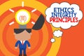 Word writing text Ethics Integrity Principles. Business concept for quality of being honest and having strong moral