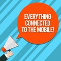 Word writing text Everything Connected To The Mobile. Business concept for Online communications all in your device Hu