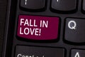 Word writing text Fall In Love. Business concept for Feeling loving emotions about someone else Roanalysisce Happiness