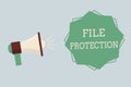 Word writing text File Protection. Business concept for Preventing accidental erasing of data using storage medium Royalty Free Stock Photo